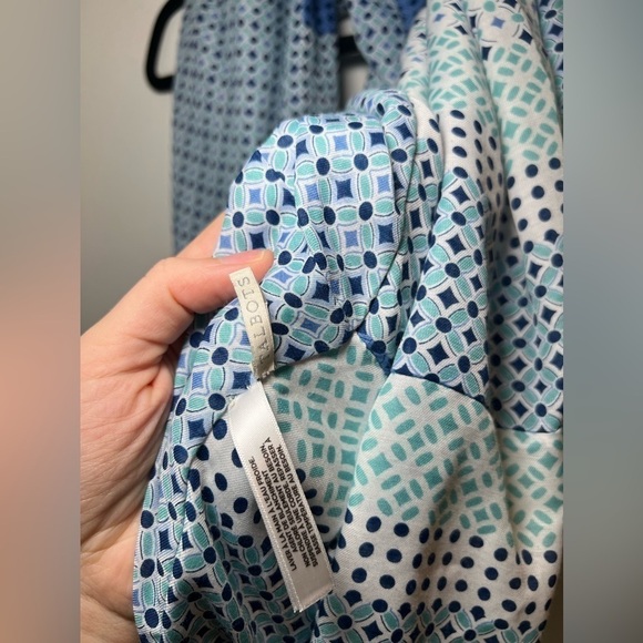 Talbots Blue and White Infinity Scarf with Patchwork Design - Picture 4 of 4